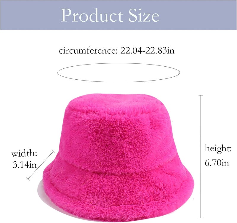 BEARUN Winter Faux Fur Furry Bucket Hat Fluffy Fuzzy Warm Hat Plush Fisherman Hat for Women Men Teens Girls - Image 4